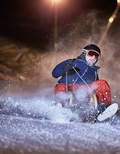 7 Kilometern, 950 Höhenmeter Nachtrodeln in Ischgl